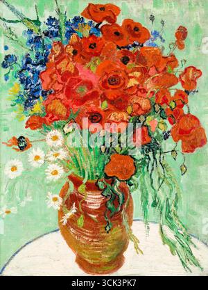 Vincent van Gogh, nature morte : vase aux Marguerites et coquelicots, peinture à l'huile sur toile, 1890 Banque D'Images
