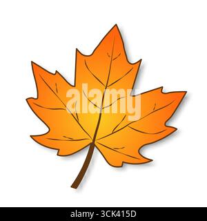 Feuille d'arbre d'automne d'érable jaune sur fond transparent. Illustration de Vecteur