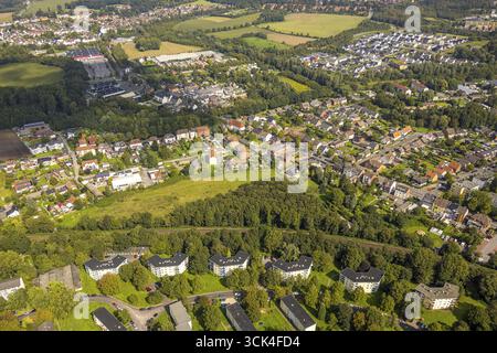 Vue aérienne, quartier résidentiel de Schlagenkamp, quartier de Heessen, Hamm, quartier de la Ruhr, Rhénanie du Nord-Westphalie, Allemagne Banque D'Images