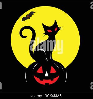 dessin animé de chat noir, vecteur de chat noir, illustration vectorielle d'icône, silhouette de chat d'un chat isolé sur un fond blanc, eps, pang, vecteur Illustration de Vecteur