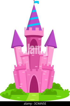 Château de princesse magique de dessin animé. Illustration vectorielle Flat Design isolé sur fond transparent Illustration de Vecteur