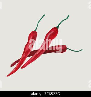 Illustration de concept de Chili main dessiner style aquarelle , adapté à votre projet d'élément. Banque D'Images