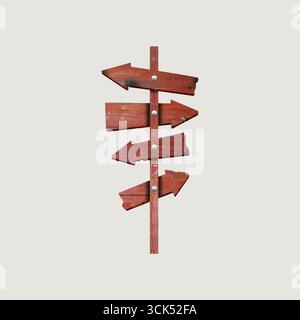 Un panneau en bois avec plusieurs flèches pointant dans différentes directions. Banque D'Images