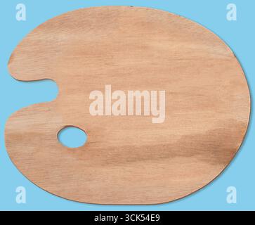 Palette d'artiste en bois utilisée pour mélanger et conserver les couleurs de peinture pendant la peinture. Banque D'Images