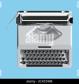 Une machine à écrire vintage au design élégant, présentant des touches classiques et un rouleau pour taper des documents. Banque D'Images