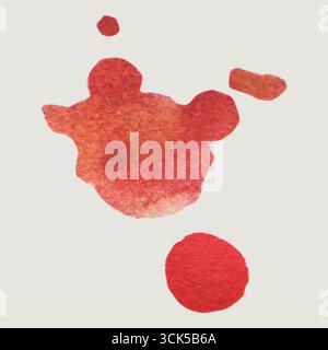 Une aquarelle éclaboussure dans les tons de rouge, ressemblant à des formes abstraites. Banque D'Images