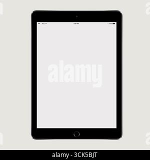 Un écran de tablette vierge n'affichant aucun contenu. Banque D'Images
