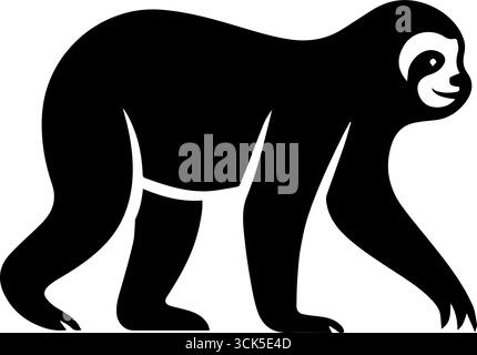 Silhouette noire d'un animal icône paresseux marchant dans le profil Illustration de Vecteur