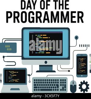Conception d'affiche de célébration du jour du programmeur Illustration de Vecteur
