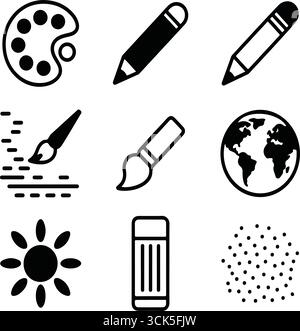 Icône International Dot Day définie dans l'illustration dessinée à la main Illustration de Vecteur