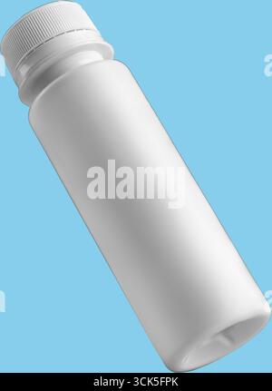 Flacon blanc ordinaire avec bouchon à visser, généralement utilisé pour stocker des liquides ou des poudres. Banque D'Images