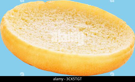 Cette image montre un morceau de pain tranché, soulignant son intérieur moelleux et extérieur croustillant, souvent utilisé pour les sandwichs ou les toasts. Banque D'Images