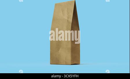Sac en papier brun ordinaire, généralement utilisé pour emballer des aliments ou des produits d'épicerie. Banque D'Images