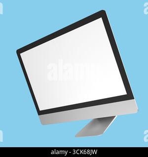 Un écran d'ordinateur moderne affiché en angle, présentant un design élégant et une esthétique minimaliste. Banque D'Images