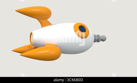 Une paire de jouets fusée 3D colorés avec des corps bleus, des ailerons rouges et des flammes jaunes. Idéal pour les jouets pour enfants, les thèmes de l'espace et l'éducation imaginative Banque D'Images