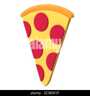 Une tranche de pizza avec une base jaune avec des garnitures de pepperoni rouge, représentant un aliment populaire et délicieux. Banque D'Images