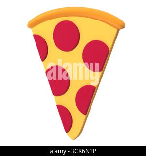 Une tranche de pizza avec une base jaune avec des garnitures de pepperoni rouge, représentant un aliment populaire. Banque D'Images
