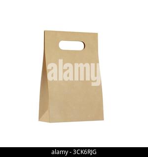 Un sac en papier brun simple avec une poignée, couramment utilisé pour transporter des objets ou des aliments à emporter. Banque D'Images