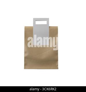 Un sac en papier brun simple avec une poignée, couramment utilisé pour transporter des objets ou emporter. Banque D'Images