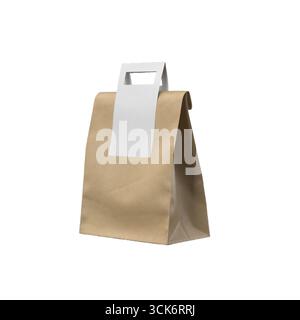 Un sac en papier brun simple avec une poignée, couramment utilisé pour emporter ou emballer des produits alimentaires. Banque D'Images