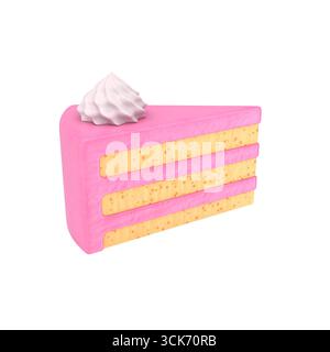 Une tranche de gâteau rose à trois couches et garnie de crème fouettée, parfaite pour les amateurs de desserts. Banque D'Images