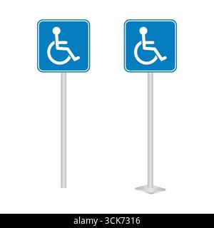 Panneau de stationnement pour personnes handicapées. Panneau de stationnement pour handicapés. Panneau accessible aux personnes handicapées en fauteuil roulant. Illustration vectorielle. Illustration de Vecteur
