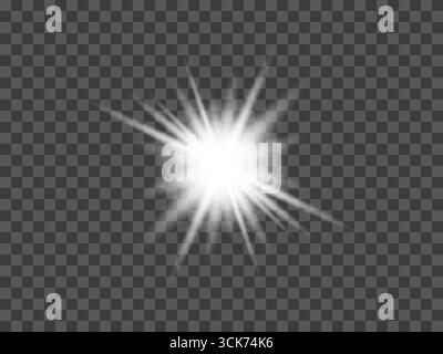Effet lumineux Starburst rayonnant sur fond transparent. Illustration de Vecteur