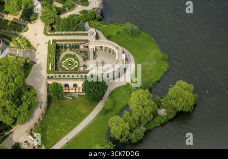 Burggarten am Schloss Schwerin, Burgsee, Schwerin, Mecklembourg-Poméranie occidentale, Allemagne, mer Baltique, DE, Europe, vue aérienne, vue plongeante, photo aérienne Banque D'Images