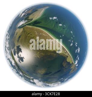 Réserve naturelle Duenenheide, paysage de landes, île Hiddensee, île de la mer Baltique, Mecklembourg-Poméranie occidentale, Allemagne, Europe, vue aérienne, Birds-e. Banque D'Images