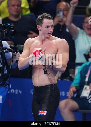 Dossier photo datée du 02/08/24 de Ben Proud. Le médaillé olympique en natation Ben Proud est devenu le premier athlète britannique à rejoindre les Jeux améliorés, un événement qui permet aux athlètes de prendre des médicaments améliorant la performance. Date d'émission : mercredi 10 septembre 2025. Banque D'Images