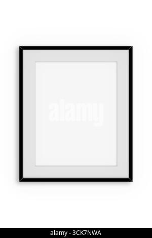 Un simple cadre photo noir encadré avec un tapis blanc, prêt pour des œuvres d'art ou des photographies. Banque D'Images
