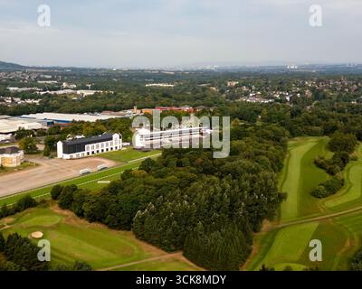 Vue aérienne de l'hippodrome de Hamilton Park à Hamilton, South Lanarkshire, Écosse Banque D'Images