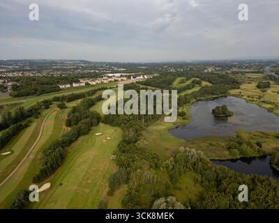 Vue aérienne de l'hippodrome de Hamilton Park à Hamilton, South Lanarkshire, Écosse Banque D'Images