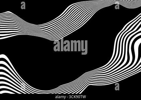 Mouvement liquide surréaliste. Fond monochrome abstrait avec un motif rayé complexe. Banque D'Images