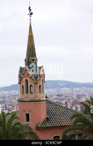 Park Guell, Barcelone : célèbre parc créé par Antonio Gaudi Banque D'Images
