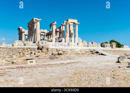 Temple d'Aphaia sur l'île d'Egine, îles Saroniques, Grèce Banque D'Images