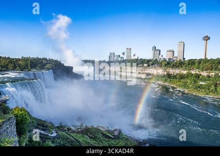 Niagara Falls Rainbow State Park - American Falls et Bridal Veil Falls US Side - United States Waterfall Banque D'Images
