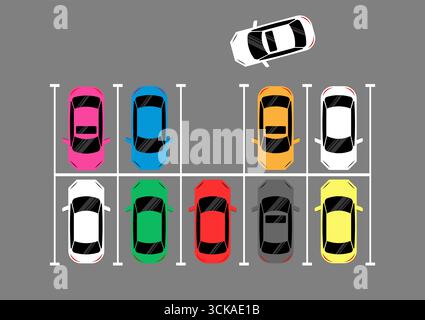 Parking ou place de parking depuis la vue aérienne. Illustration vectorielle. Illustration de Vecteur