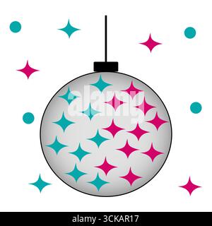 Icône boule disco. Vecteur de célébration de fête. Symbole de nuit de danse. Elément lumineux festif. Illustration de Vecteur