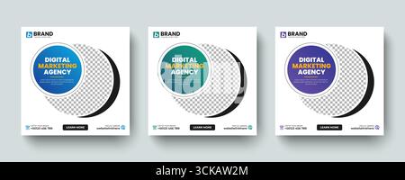 Modèle d'annonce de publication ou de bannière Web de médias sociaux carrés d'entreprise moderne et créatif. Promotion d'entreprise de marketing numérique en ligne, bannière en ligne, publicité Illustration de Vecteur