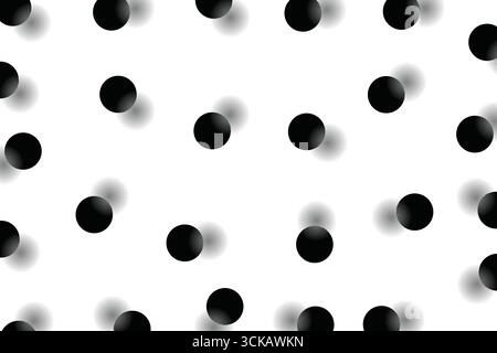 Fond polkadot noir et blanc minimaliste avec motif circulaire sans couture. Parfait pour la conception de tissu, les papiers peints, l'emballage et les projets rétro Illustration de Vecteur