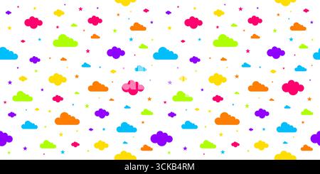Vecteur de modèle sans couture coloré de nuage et d'étoile Illustration de Vecteur