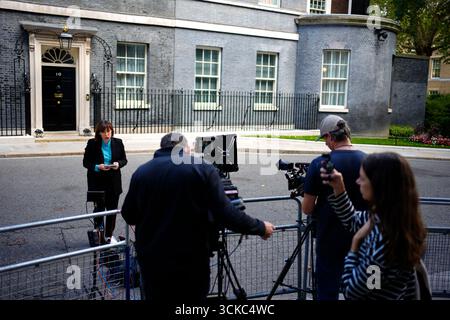 Médias à Downing Street, Londres. Date de la photo : jeudi 11 septembre 2025. Banque D'Images
