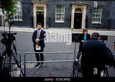 Médias à Downing Street, Londres. Date de la photo : jeudi 11 septembre 2025. Banque D'Images