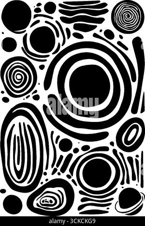Design abstrait inspiré de l'espace en noir et blanc avec des motifs d'orbite. Illustration de Vecteur
