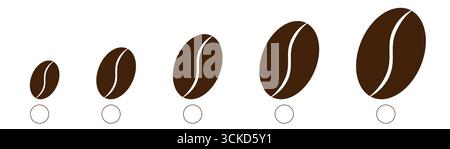 Infographie d'échelle d'intensité de torréfaction de saveur de café avec illustration de grains vecteur de machine d'énergie de café moulin indicateur de degré de poudre mesurer vue de dessus Illustration de Vecteur