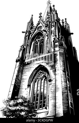 Set de gravure gothique vintage pour la conception architecturale. Illustration de Vecteur