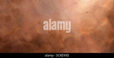 Plaque de cuivre vintage. Fond de texture abstrait, mur métallique en cuivre rugueux. Banque D'Images