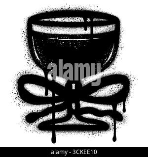 verres à vin en style graffiti avec peinture noire en aérosol. Illustration de Vecteur