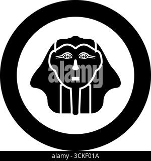 Tête pharaon COP faro masque icône en cercle rond couleur noire illustration vectorielle image solide contour style simple Illustration de Vecteur